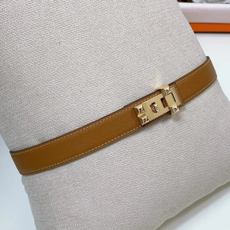 Leather adjustable belt Cross cowhide waist 2.5CM latched telescopic belt