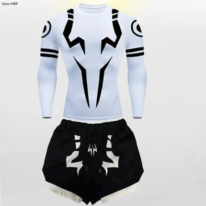 Jujutsu Kaisen Anime Compression T Shirt Suits Men's 2 In 1 Shorts Sport Running Jogging Gym Tracksuit Men Clothing Rashgard MMA