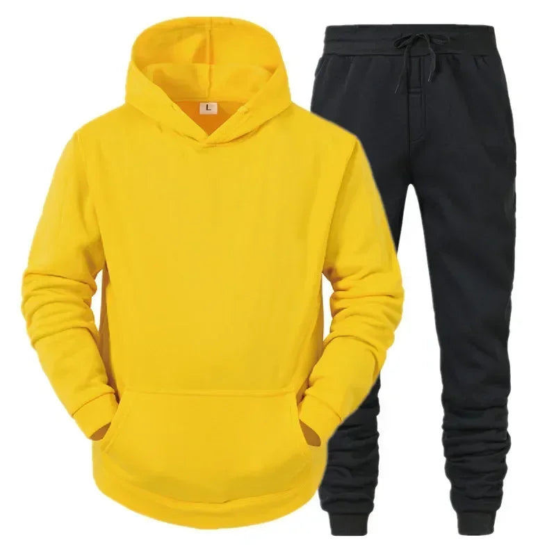 Basic Men/Women 2Pcs/Sets Sweatshirt Hoodies Pants Male Gyms Fitness Tops Joggers Sportswear Tracksuits