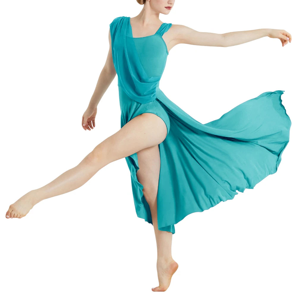 Ballroom Dance Woman’s Dresses Asymmetrical Design Long Modern Lyrical Dance Skirt Ballerina Stage Performance