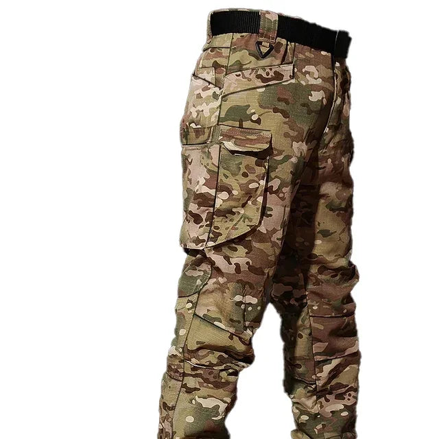 Outdoor Training Suit Men Outdoor Durable Breathable T-shirt Cargo Pants Set Waterproof Suits Multiple Pockets Camo 2 Pcs Set