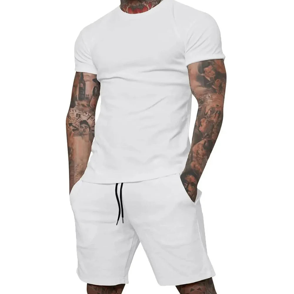 Boutique men's shorts suit 2 piece clothing fashion summer casual sportswear and shorts suit