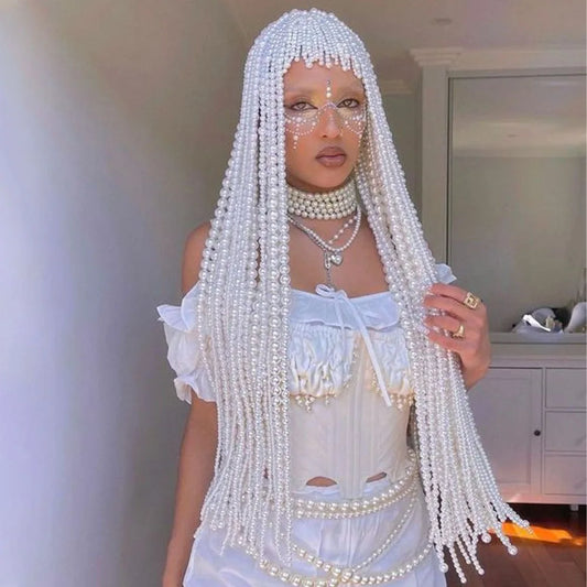 Pearl Rhinestone Wedding Great Gatsby Tassel Headpiece Flapper Hairpiece Cleopatra Hair Accessories