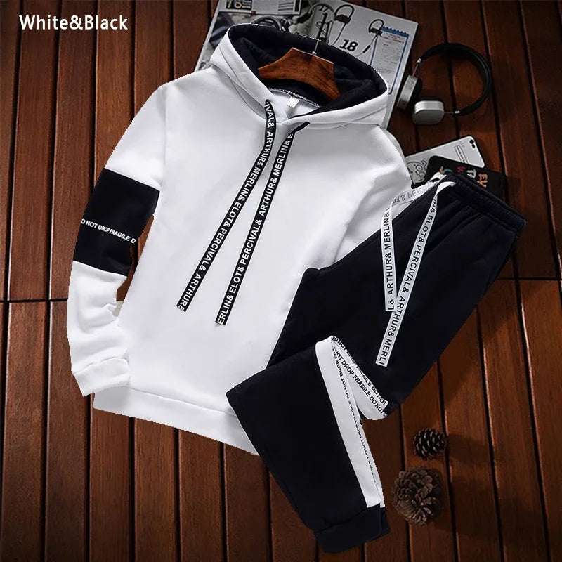 Men's Tracksuit Casual Luxury Hooded Sweatshirt High Quality Classic Black White Simplicity Suit Or Top Or Pants Jogging Clothing