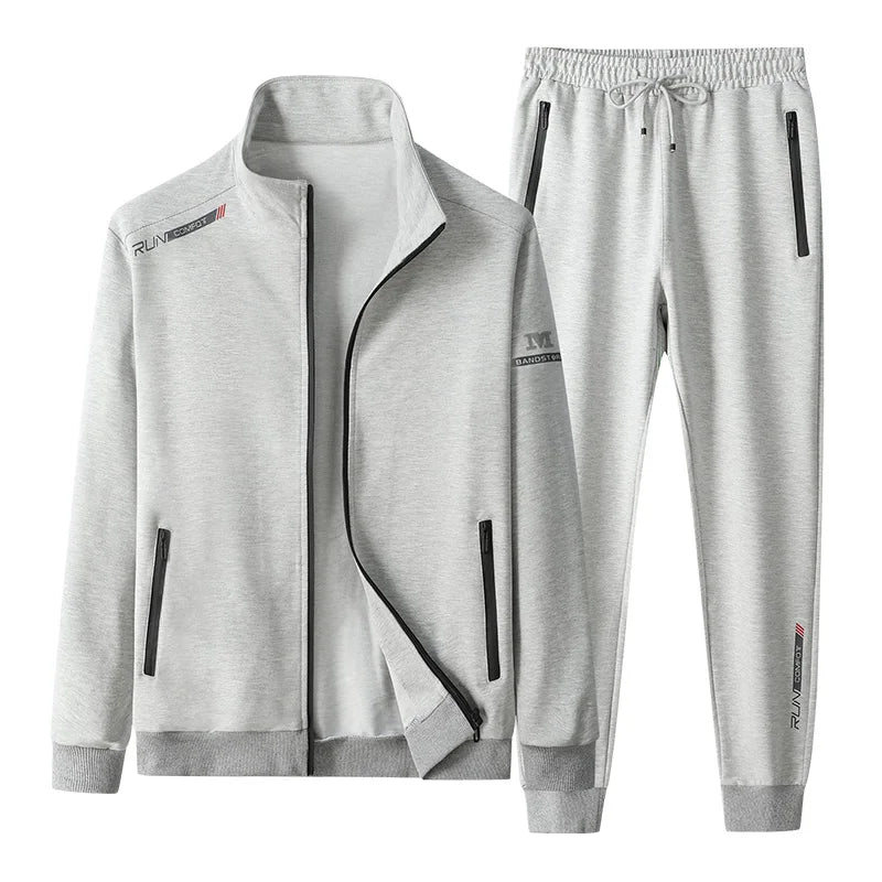 Spring Autumn Men Casual Sports Joggers 2 Pieces Tracksuit Sets Men's Sportswear Prints Suits Sweatpants Jacket Male Big Size