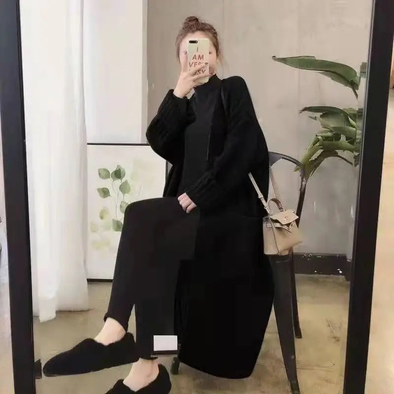 Sweater Cardigan Female Spring and Autumn Sweater Coat Women Loose Medium Length Versatile Knitted Cardigan