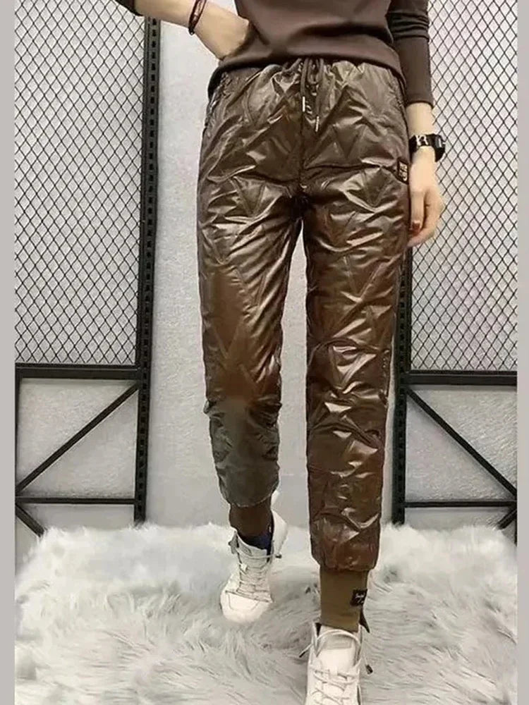 Oversized Down Cotton Pencil Pants  Casual High Waist