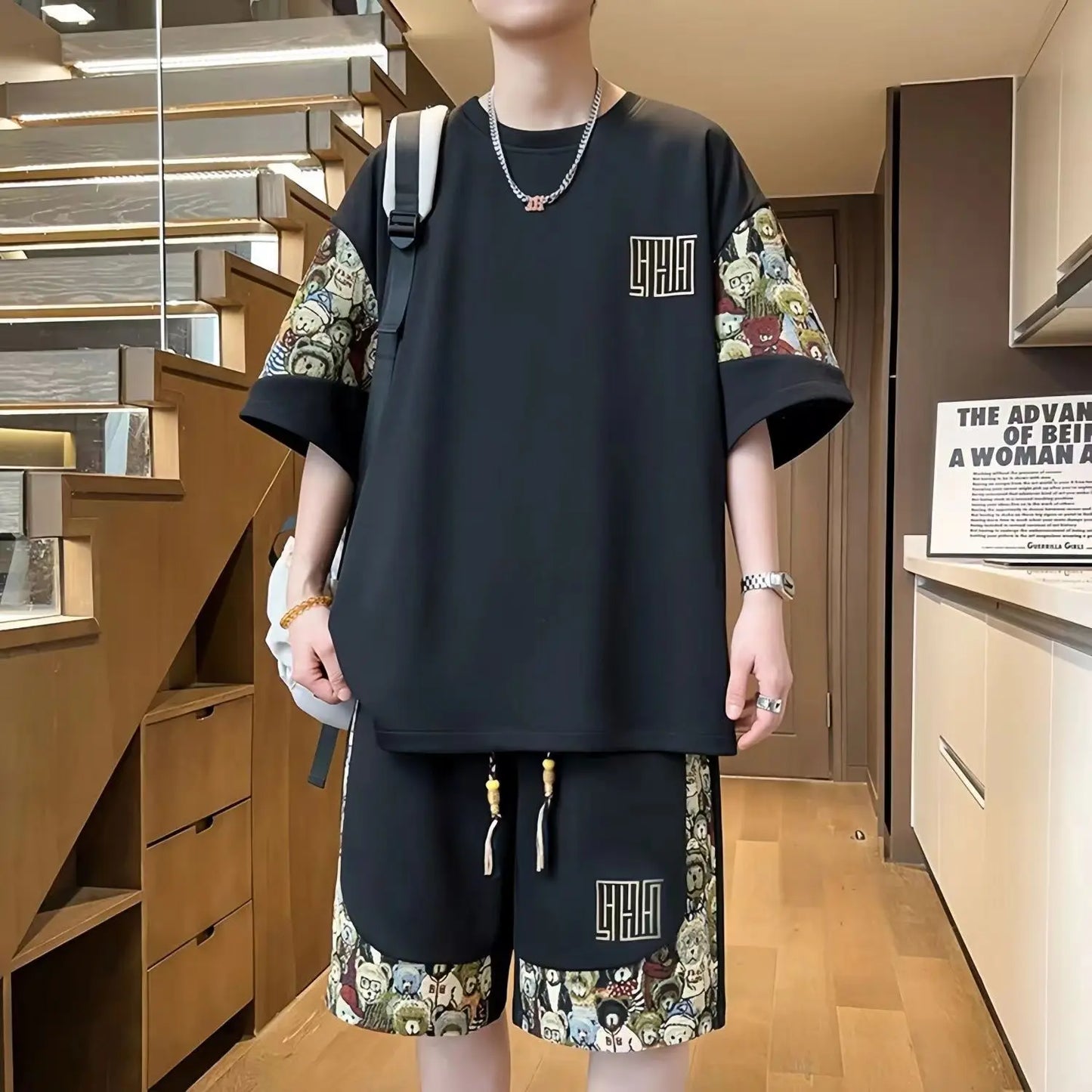 T-shirts + shorts summer fashion Sportswear shirts Men's Casual Sets Male Fashion shirts and shorts full size M-5XL