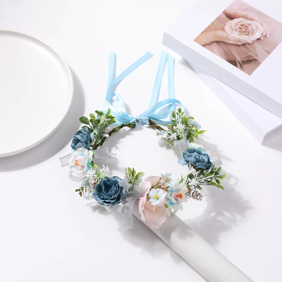 pastoral small fresh flower wreath hair hoop fairy rose flower flower headdress, retro antique style flower