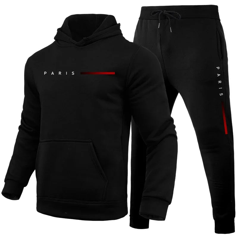 High Quality Men's Home Outdoor Comfortable Warm Sportswear Male Casual Tracksuit 2pcs Set Urban Fashion Hoodies and Sweatpants