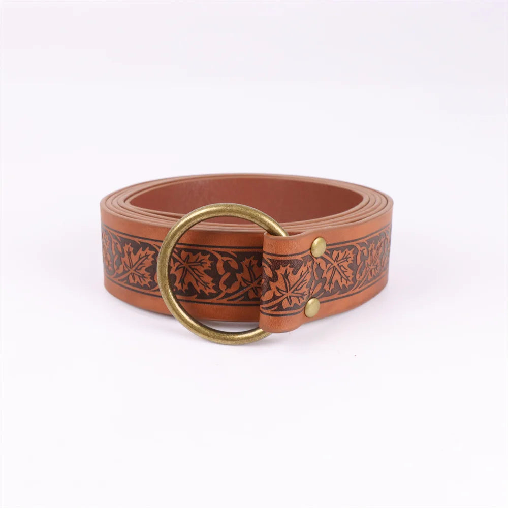 6PCS Medieval belt leaf embossed retro leather belt with potion glass magic bottle Viking knight