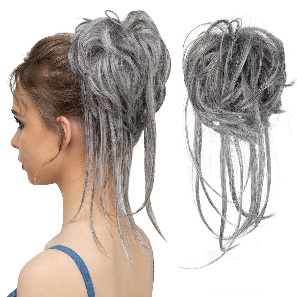 Synthetic Elastic Messy Bun Hairpieces Curly Scrunchie Black Blonde Brown Chignon Band Updo Donut For Women Natural Fake Hair