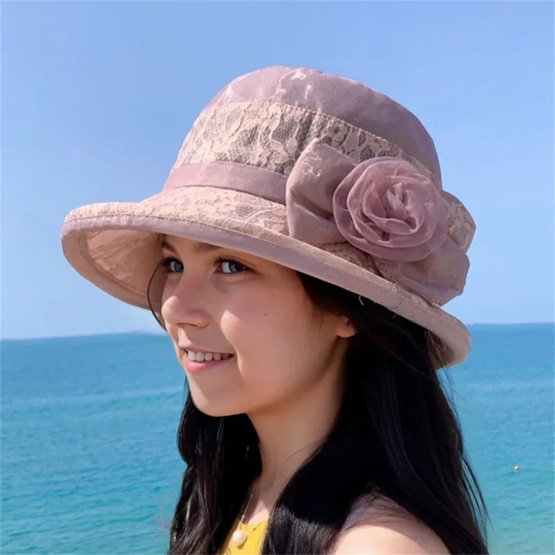 Stylish Women s Vintage Cloche Hat with Beautiful Floral Detail and Wide Brim for Summer Church Events and Outings
