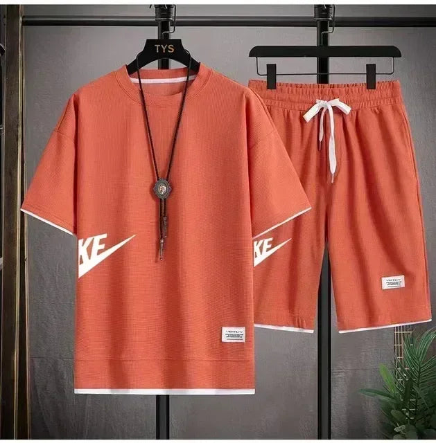 Summer Men's Suit Casual Fashion Sportswear Men's Short-sleeved T-shirt + Sports Shorts Casual Men's Jogging Suit