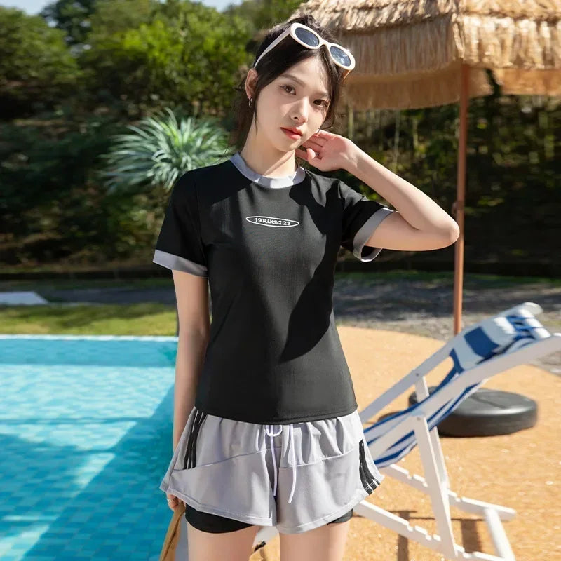 Two Piece Split Swimwear Women Sports Beachwear Bathing Summer Swimming Suit Female Slimming Surfing Suit Water Sports Swimsuit