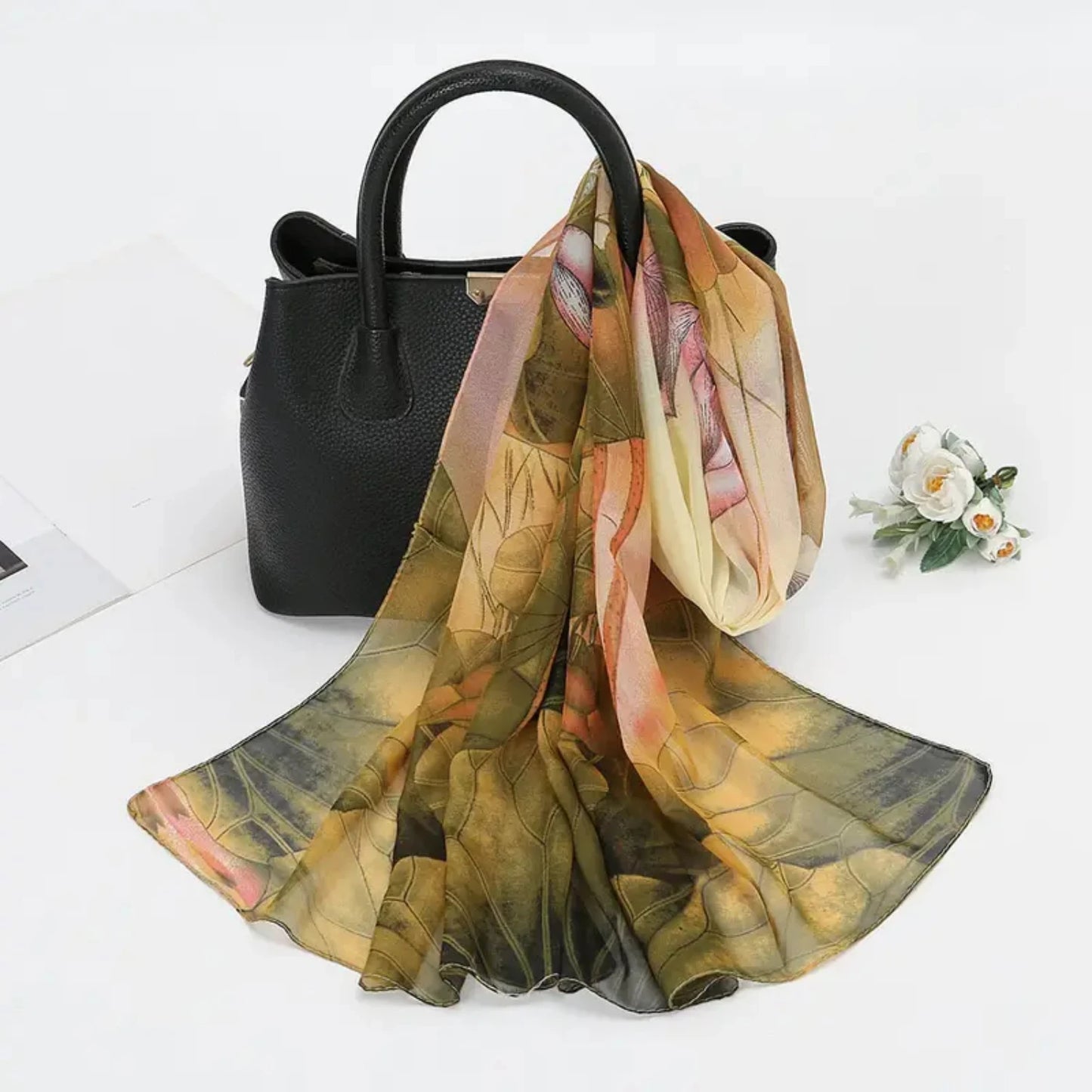Elegant Floral Print Lightweight Scarf Shawl for Women - Stylish Fashion Scarves for Sun Protection & Trendy Look
