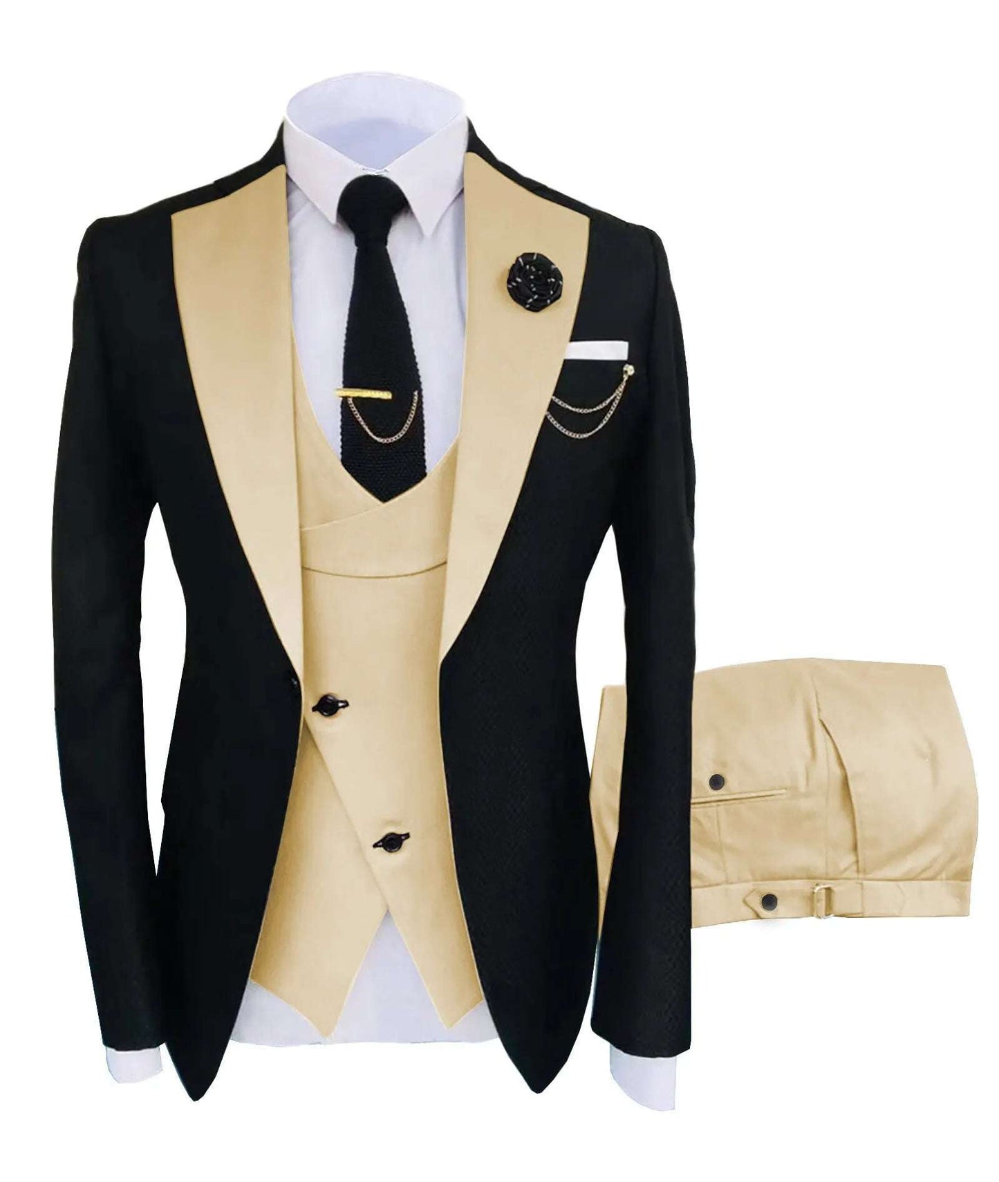 Popular Clothing Luxury Party Stage Men's Suit Groomsmen Regular Fit Tuxedo 3 Piece Set Jacket+Trousers+Vest