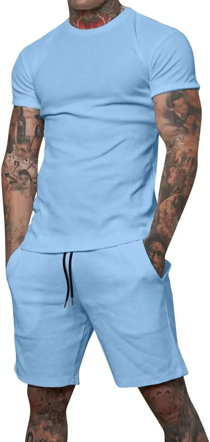 Boutique men's shorts suit 2 piece clothing fashion summer casual sportswear and shorts suit