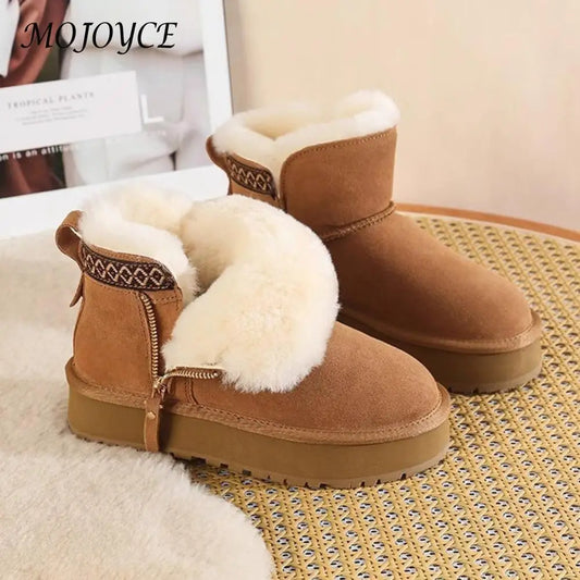 Snow Boots Faux Fur Lining Ankle Booties Anti-Slip Short Boots for Indoor Outdoor