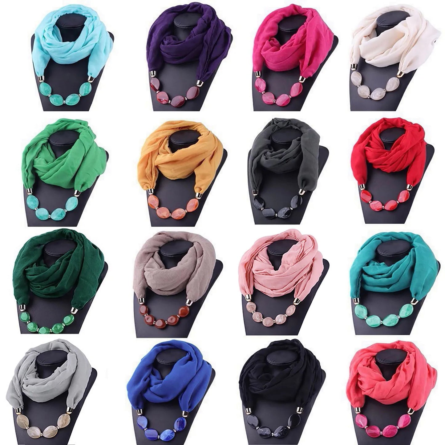 Elegant Women Necklace Scarf with Ethnic Style Pendant Soft Cotton Linen Design for Versatile Fashion Accessory