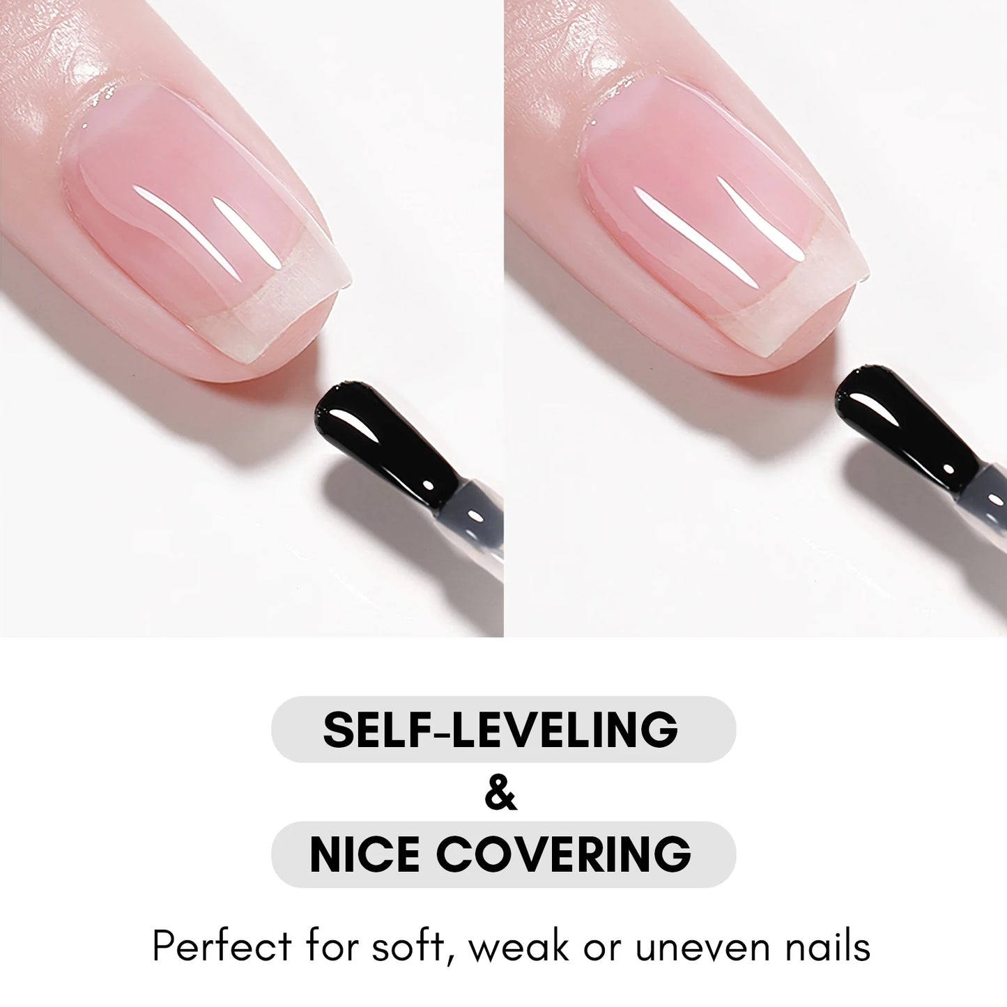 Builder Nail Gel with Base Top Coat Set- Clear Gel Nail Polish No Wipe Glossy Nail Strengthener Extension Builder
