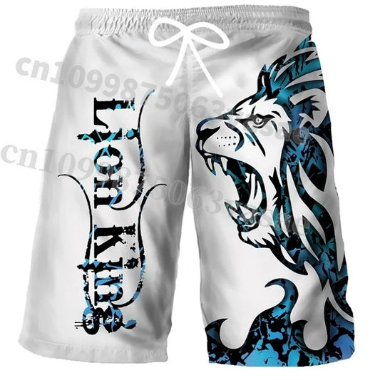 Cool Tiger Lion Wolf Summer Swimsuit Shorts Surfboard Quick Drying Swimsuit Sports Underwear Men's Beach Shorts Adult