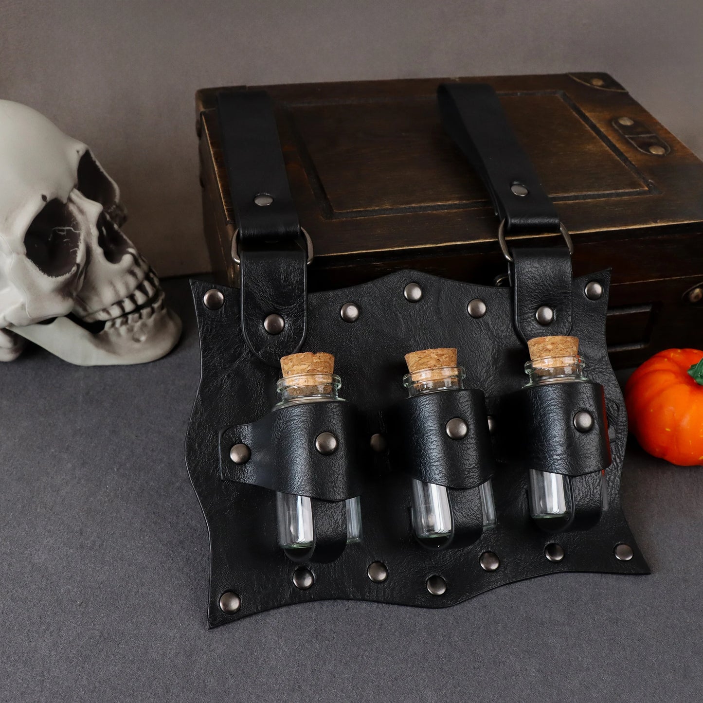 Medieval Alchemy Vial PU Holder Belt Hanging Potion Magic  Medieval Belt Vial Pouch Alchemy Healer Kit Bags