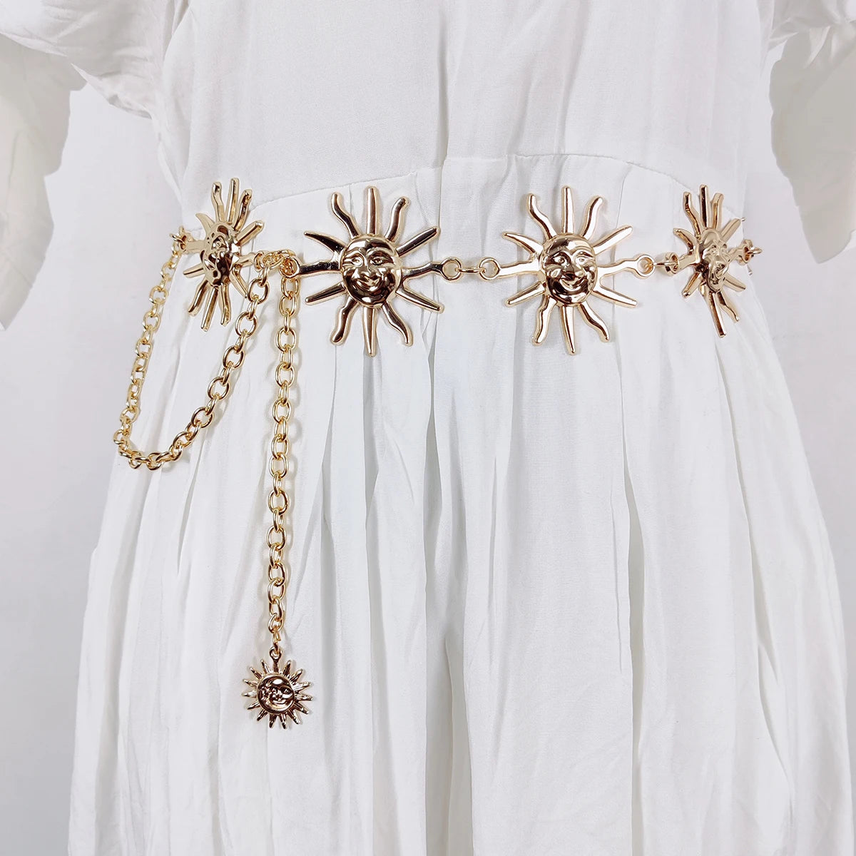 Tassel Waist Gold Chain Belt Accessory  Metal Sun  Moon Belts For Women High Quality Luxury Waistband