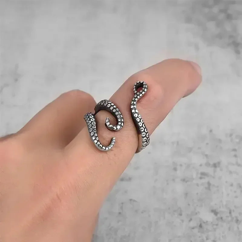 Creative Octopus Rings for Men Deep Sea Monster Squid Finger Tentacles Ring Animal Jewelry  Adjustable