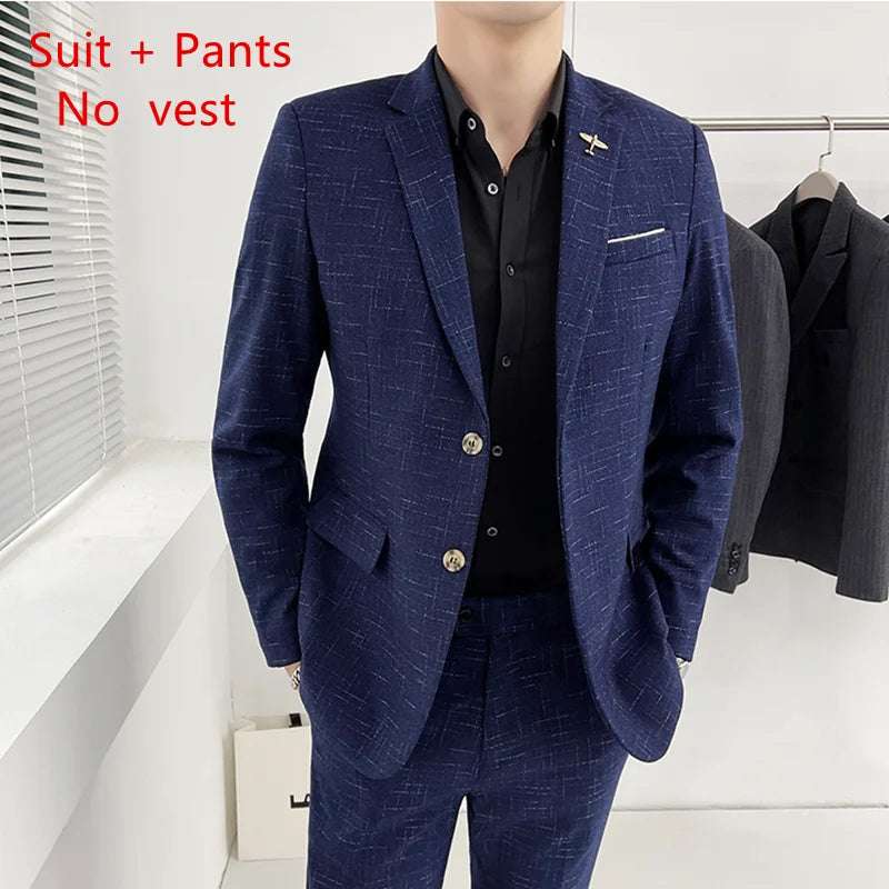 Men's High-Quality Wedding Suit 3 Piece Set Fashion Business Professional Groom Best Man Suit with Vest And Trousers