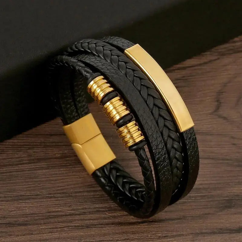 Classic Men's Leather Bracelet  Style Hand-woven Multi-layer Combination Accessory Fashion Man Jewelry