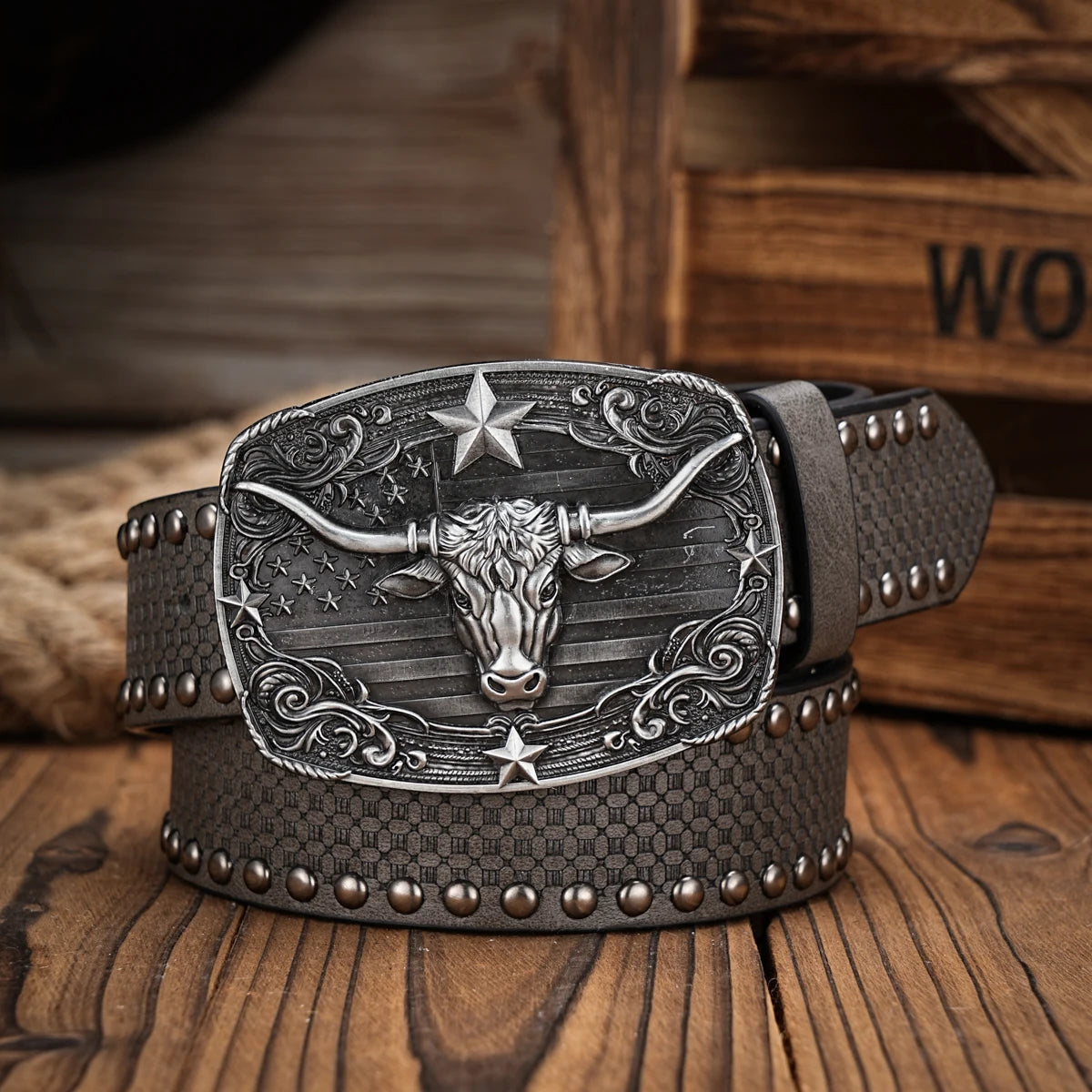Men & Women-Western-Cowboy-PU Leather-Belts - Vintage Longhorn Belt Engraved Buckle Belt for Jeans