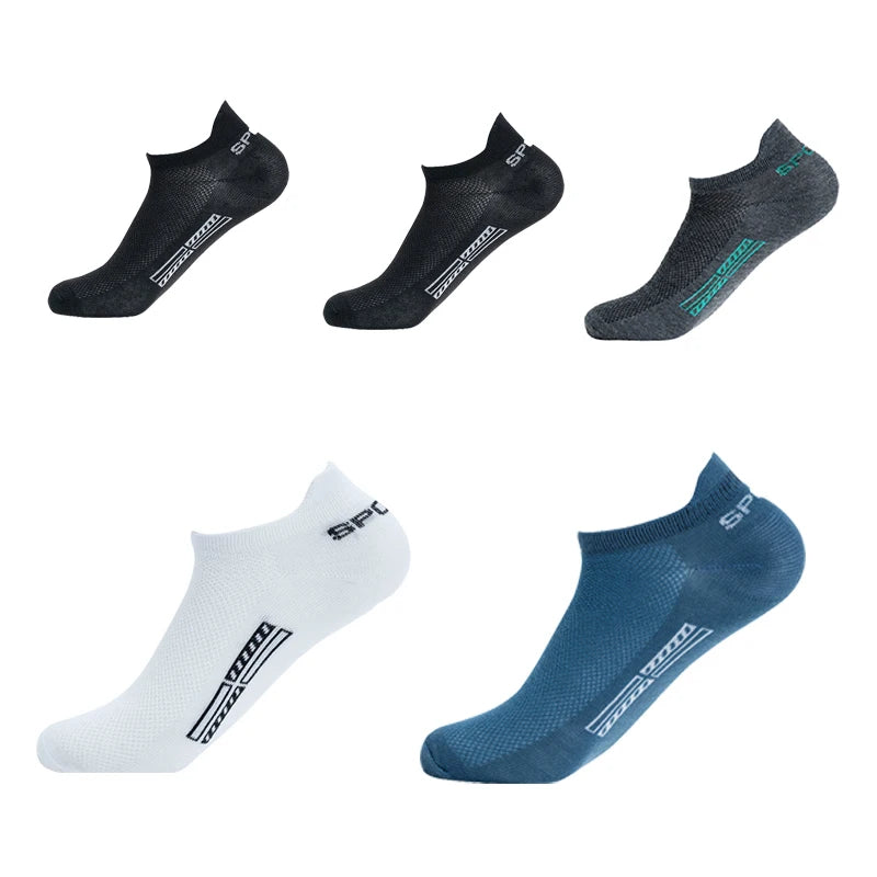 5 Pairs/Lot High Quality Men Ankle Socks Breathable Cotton Sports Mesh Casual Athletic Thin Cut Short Plus Size