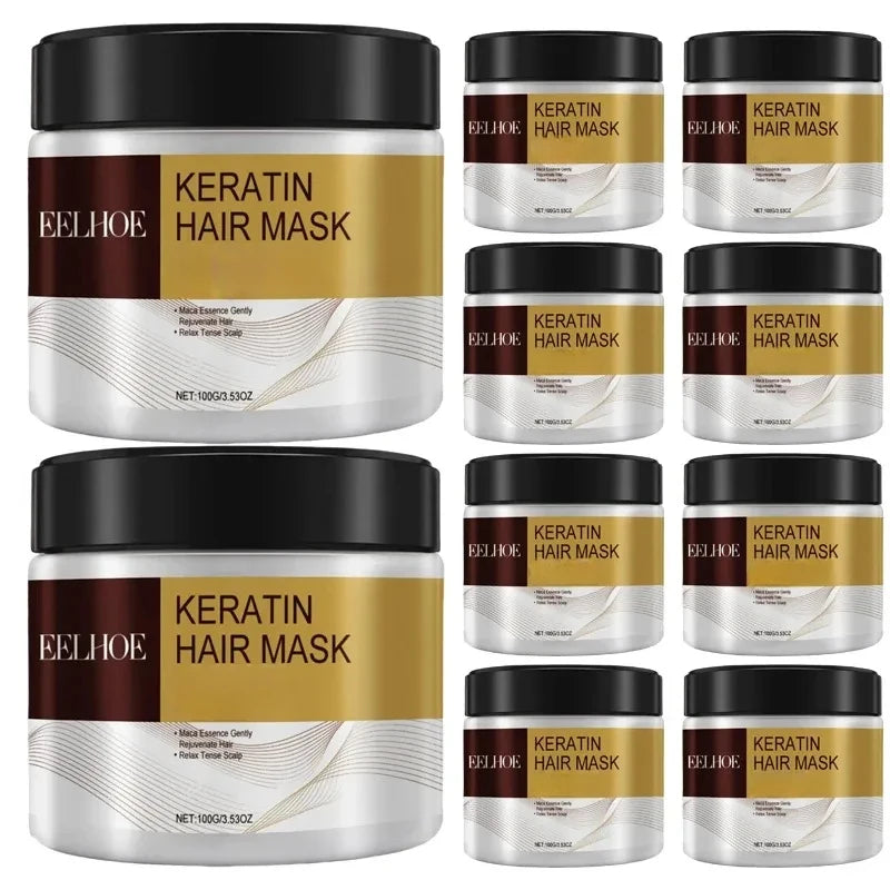Keratin Hair Mask Deep Nourish Smooths Repair Damaged Hair Treatment Argan Oil Collagen Essence for All Hair Types