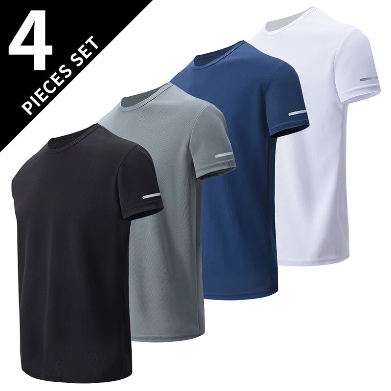 1/4 Pack men's quick-drying sports short sleeve mixed color multi-code casual shirt fashion T-shirt