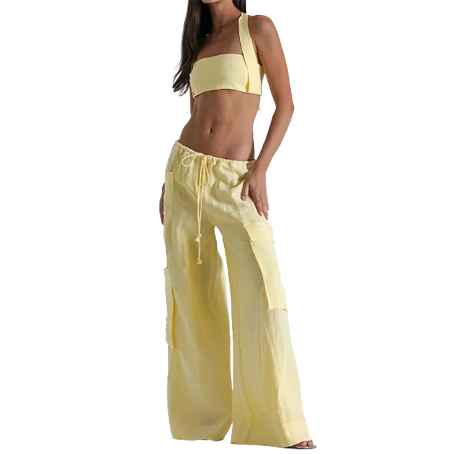 Women s High Waisted Cargo Pants with Adjustable Drawstring and Oversized Pockets for a Stylish Urban Look