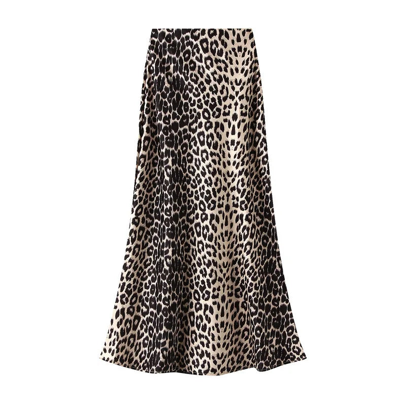 Leopard Print Long  High Waist  Mermaid Maxi Skirt
