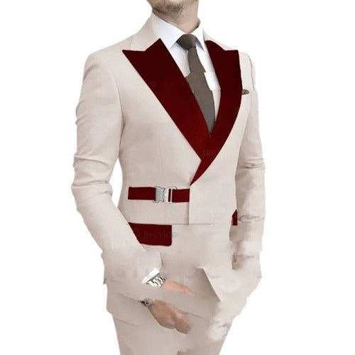 Elegant Men Suit Sets Fashion Velvet Lapel Jacket Outfits Evening Dinner Male Tailor-made Elegant Blazer Pants 2 Pieces