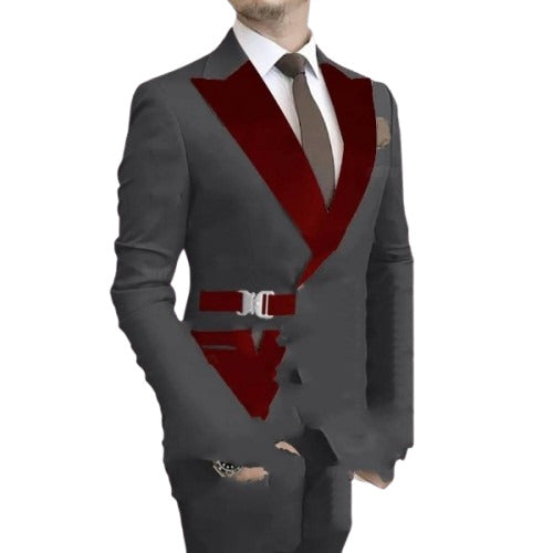Elegant Men Suit Sets Fashion Velvet Lapel Jacket Outfits Evening Dinner Male Tailor-made Elegant Blazer Pants 2 Pieces