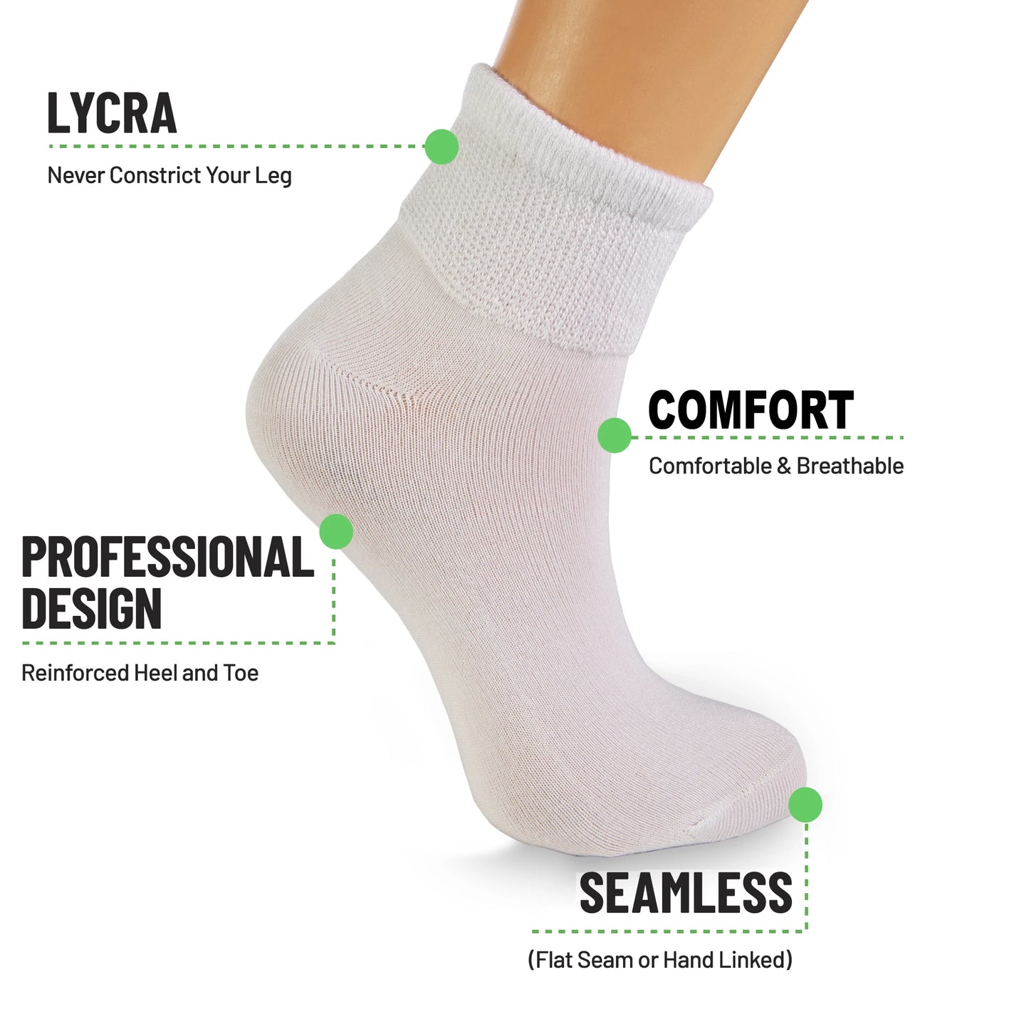 Cotton Diabetic Ankle Socks 3 Pairs Shoe Size 9-11