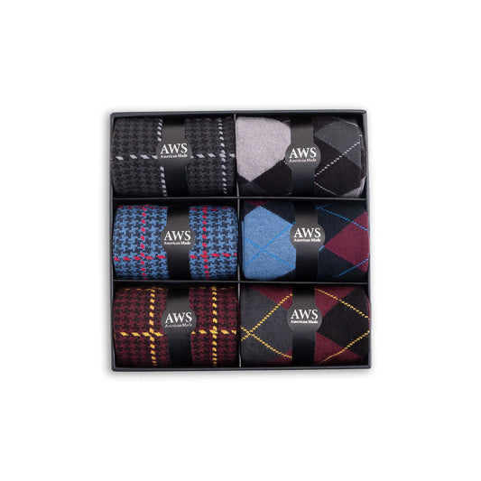 Luxury Bamboo Casual Business Socks with Gift Box 6 Pairs Shoe Size 8 to 11.5