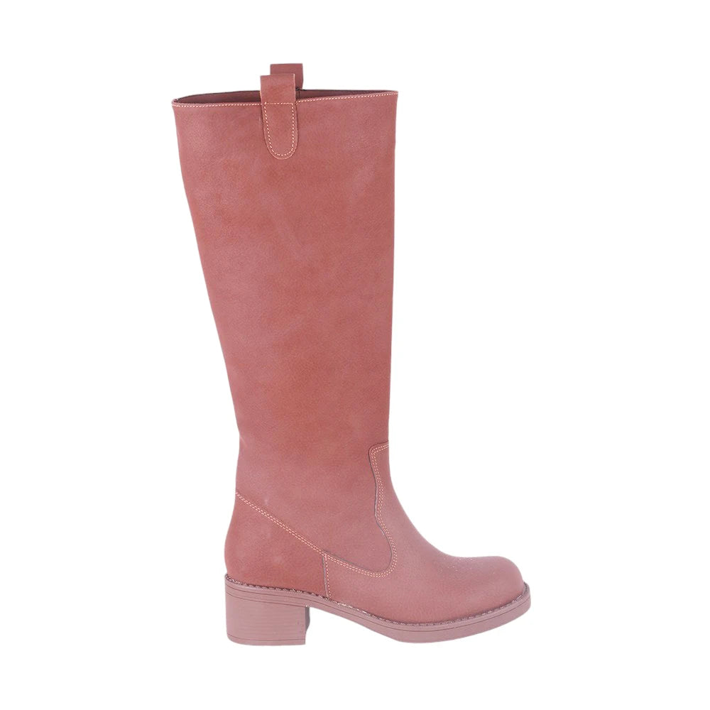 Round Toe Boots  Knee High Block Heel Boots Square Toe Slip On Fashion