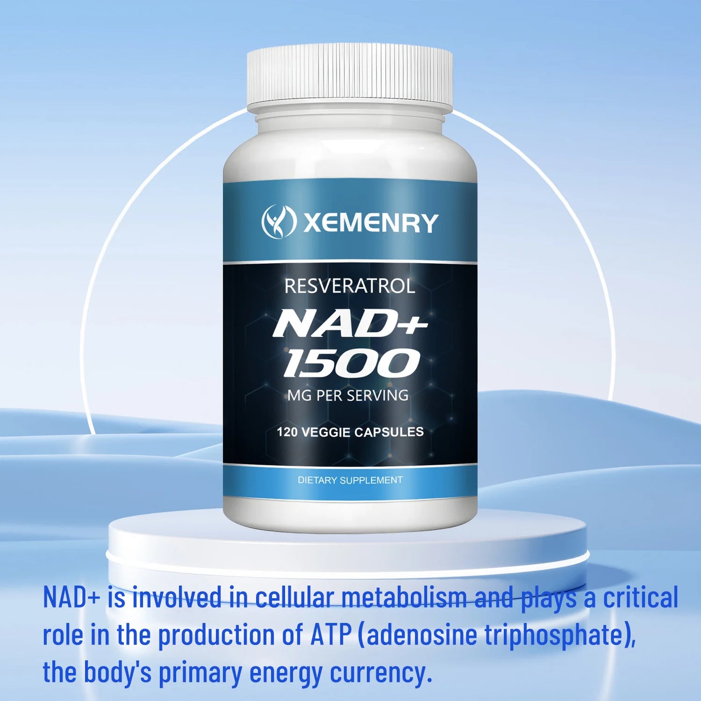 NAD+Supplements - with Reservatrol - Natural Energy Supplement, Support Cell Health, Anti-aging, Enhance Immunity - 120 Capsules