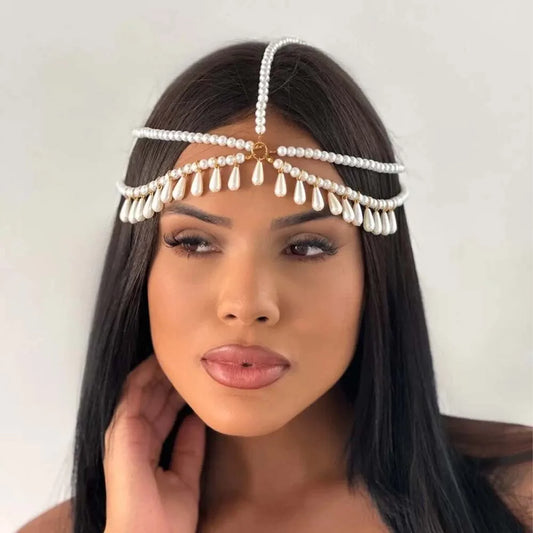 Pearl Tassel Headdress Jewelry Pearl Handmade