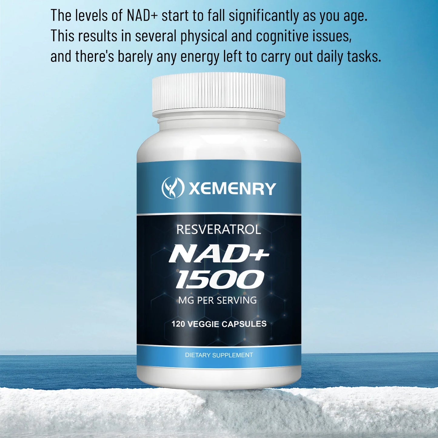 NAD+Supplements - with Reservatrol - Natural Energy Supplement, Support Cell Health, Anti-aging, Enhance Immunity - 120 Capsules