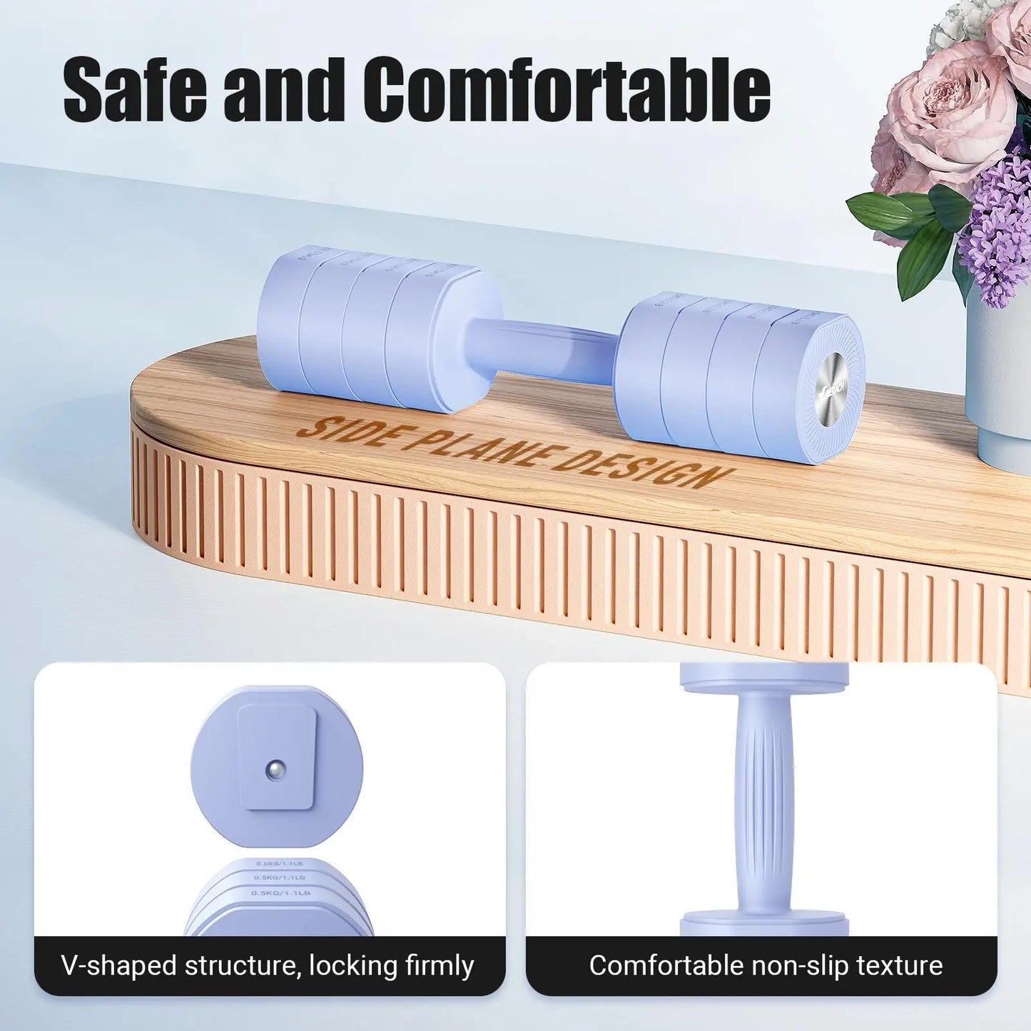 Adjustable Dumbbell Set of 2, 4 in 1 Hand Weights for Women at Home, Free Weights Dumbbells