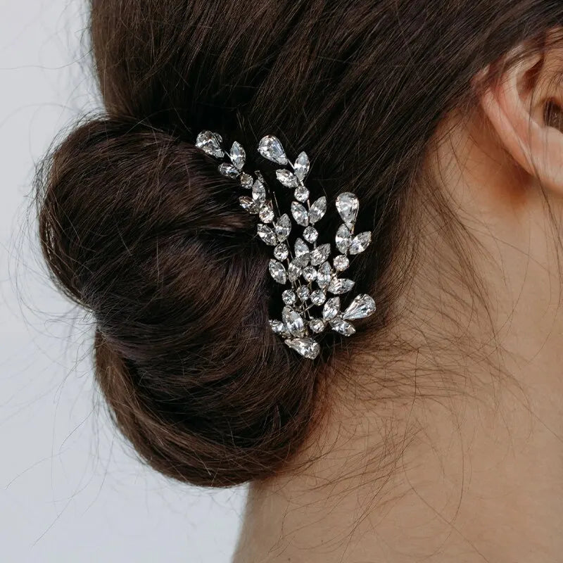 Leaf Rhinestone Hairpin for Women Fashion Branches Hairpin  Headpiece Jewelry Accessories