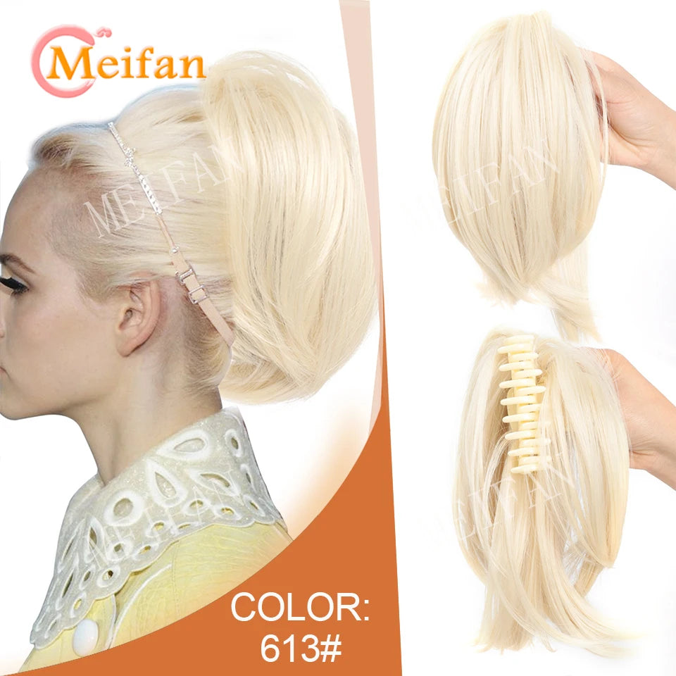 Synthetic Straight Claw Clip Chignon Fluffy Donut Messy Hair Bun Clip in Hairtail Extensions Natural Hairpieces for Women