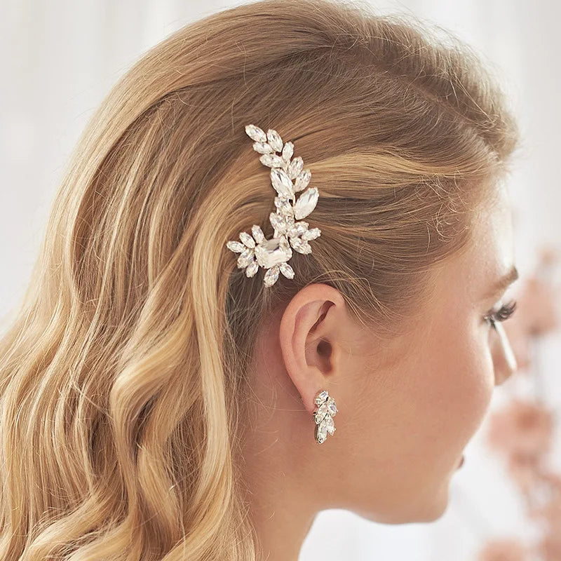 Leaf Rhinestone Hairpin for Women Fashion Branches Hairpin  Headpiece Jewelry Accessories