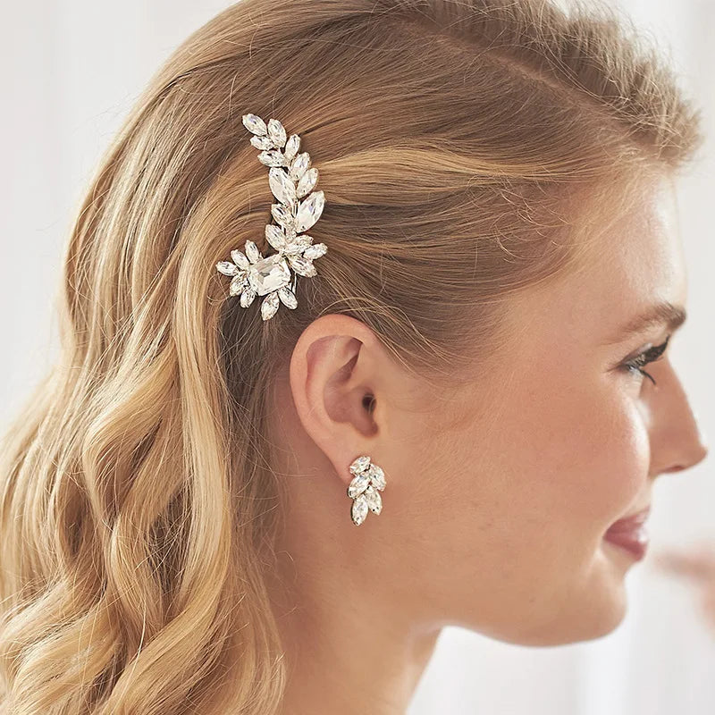 Leaf Rhinestone Hairpin for Women Fashion Branches Hairpin  Headpiece Jewelry Accessories